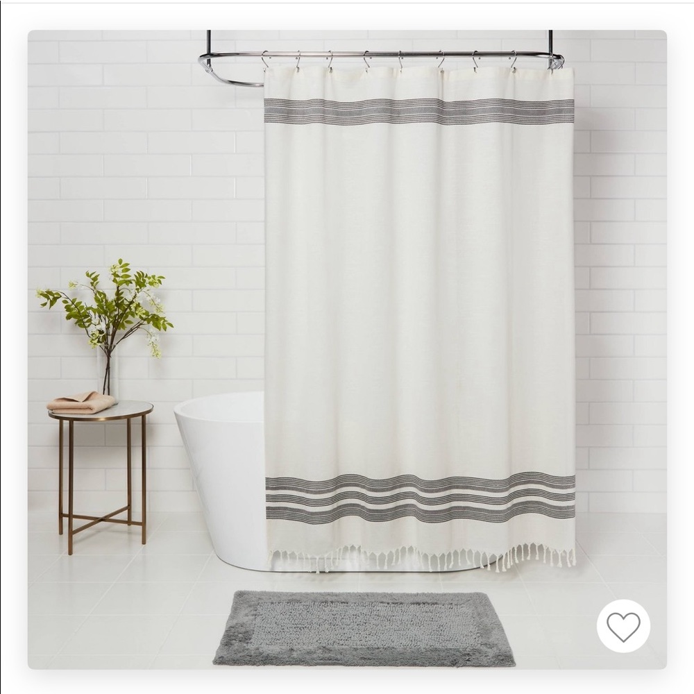 Threshold Striped Fringe Shower Curtain - Target